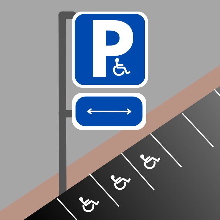 billede af handicapparkeringskilt paa offentlig parkeringsplads